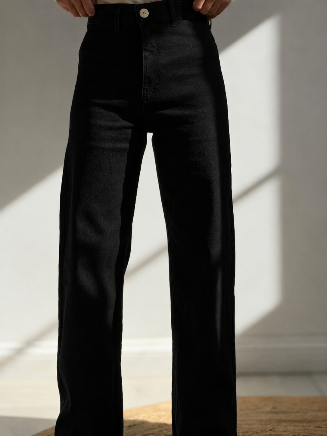 Wide Leg elasticado negro