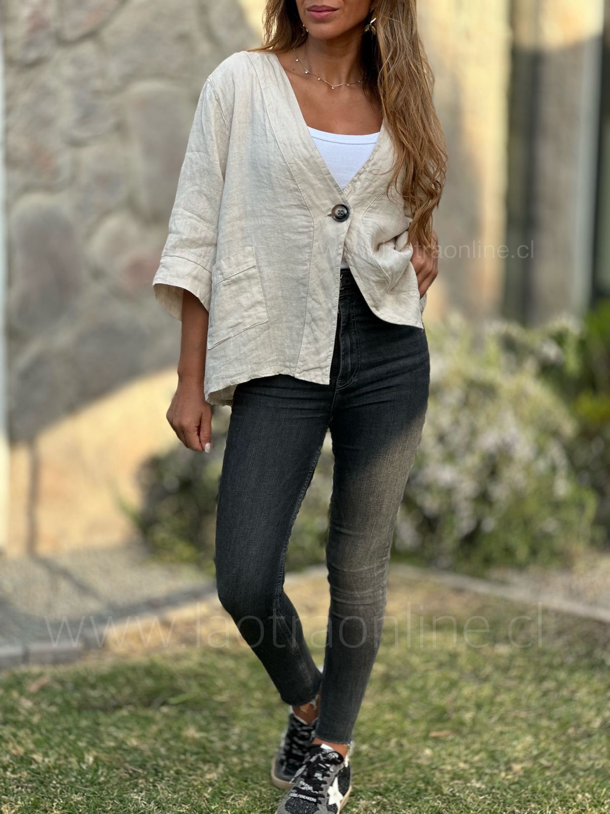 Blazer puro lino beige