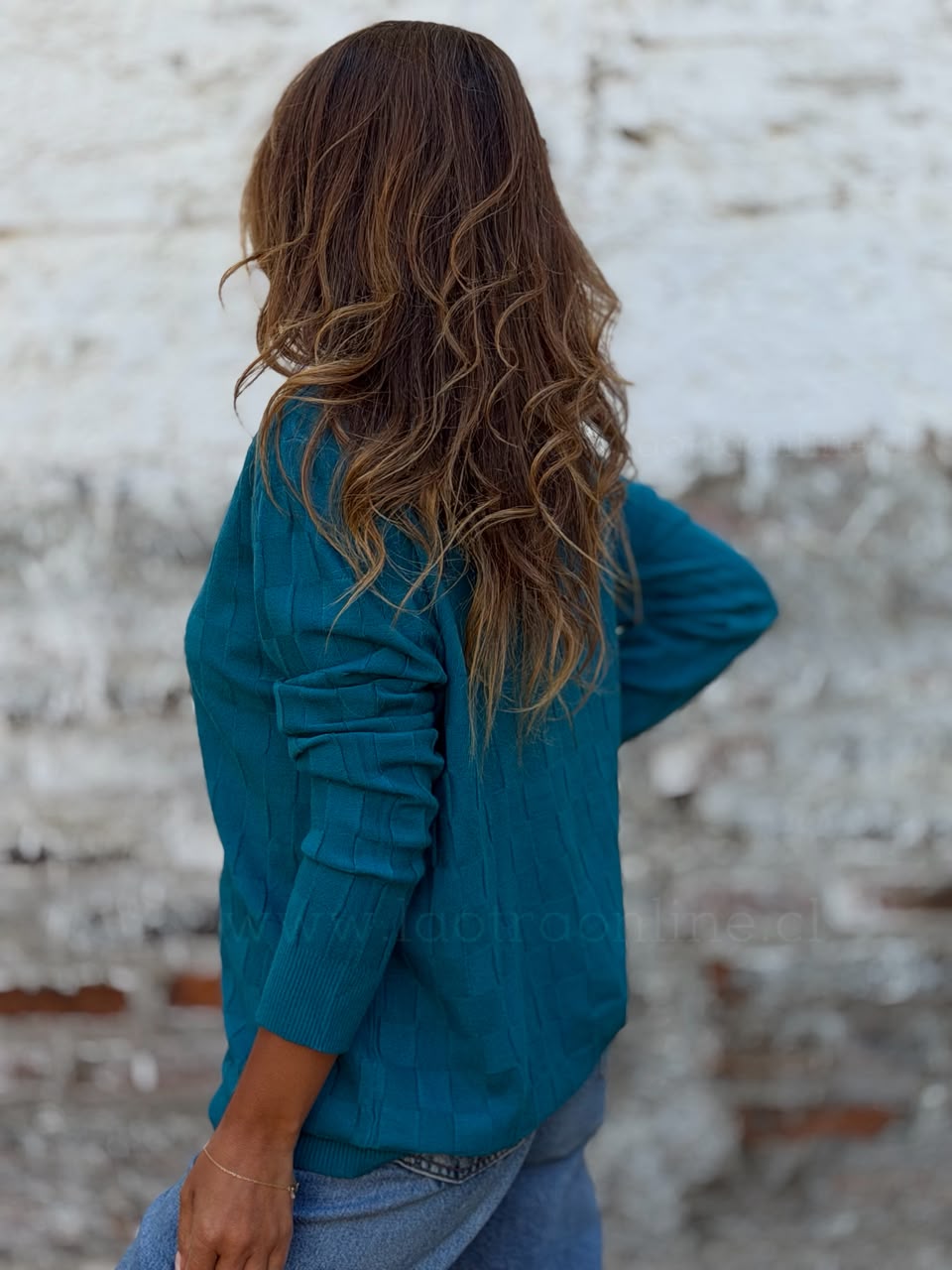 Sweater Mini Cuadros petróleo