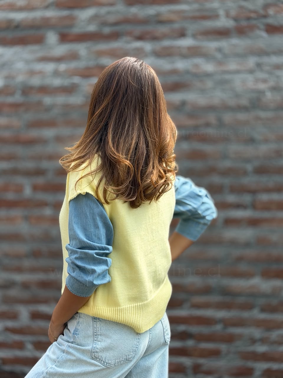 Sweater Sin mangas Flower amarillo
