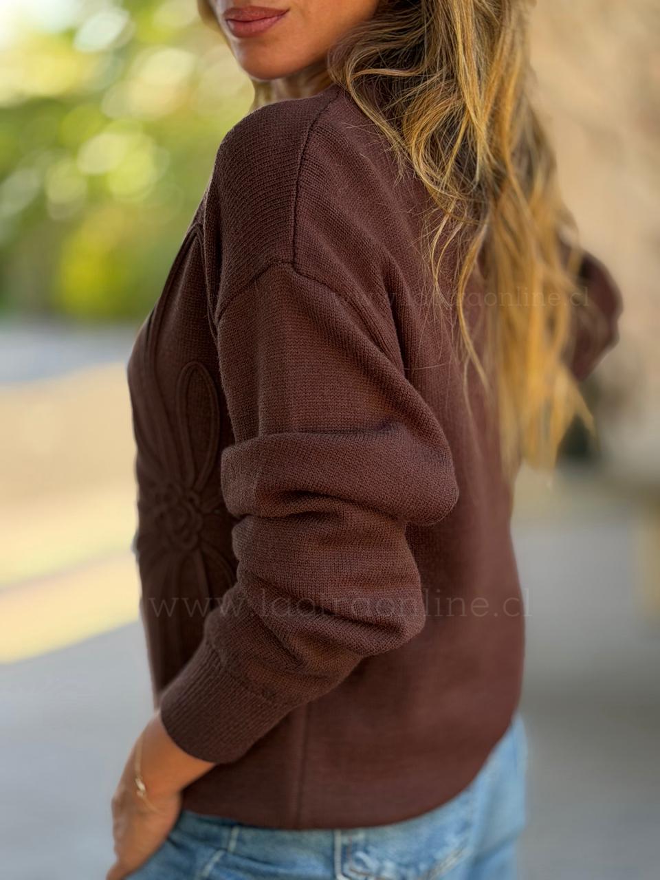 Sweater Flor relieve choco