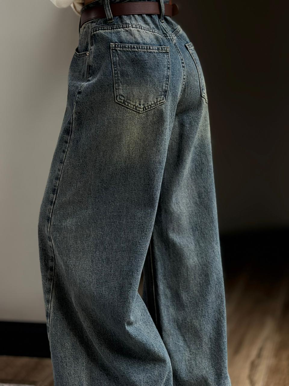 Jeans Barrel/Palazzo + cinturón