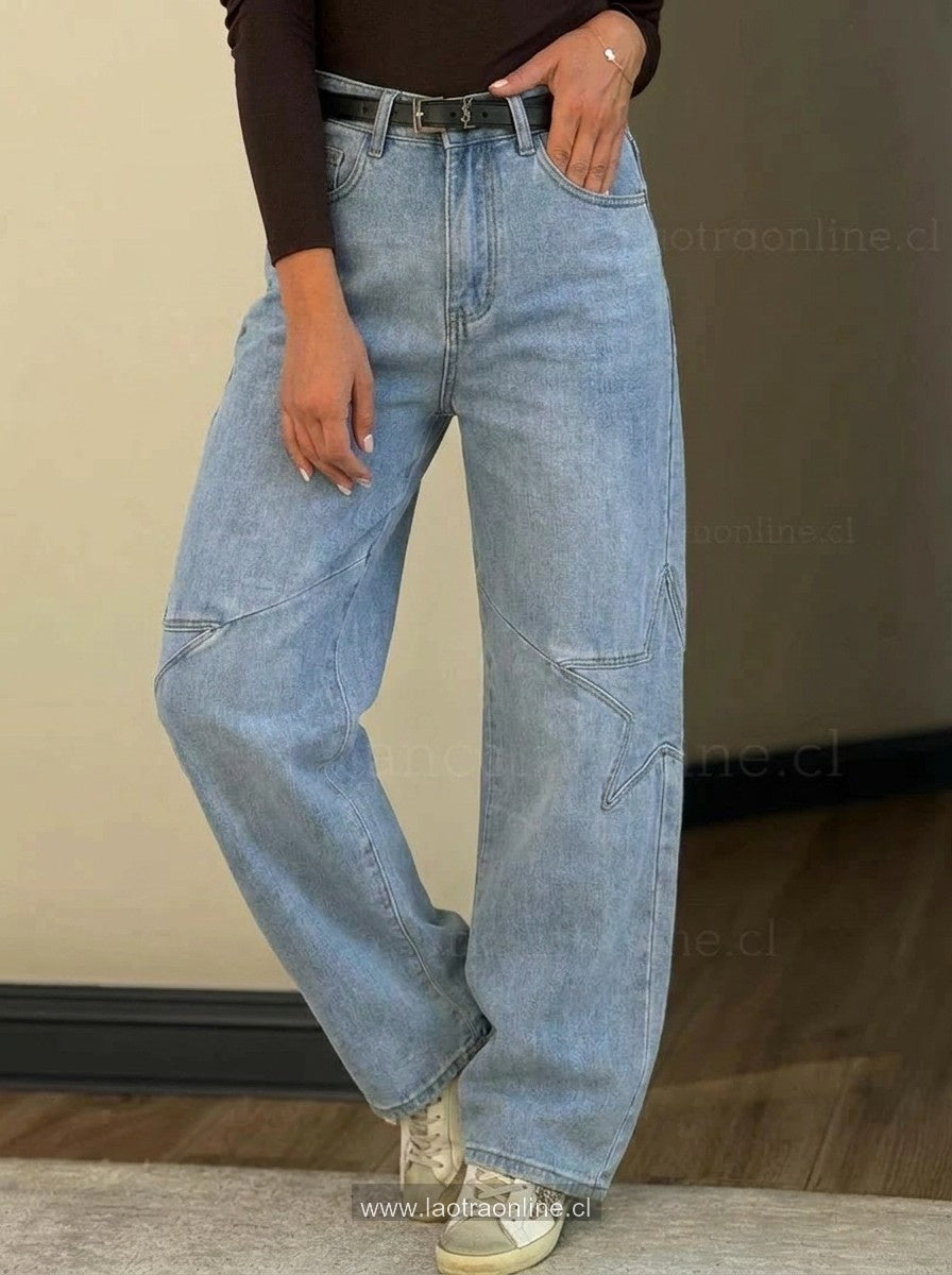 Jeans Estrella costado celeste