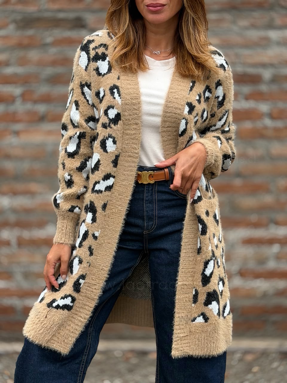 Cárdigan Print camel