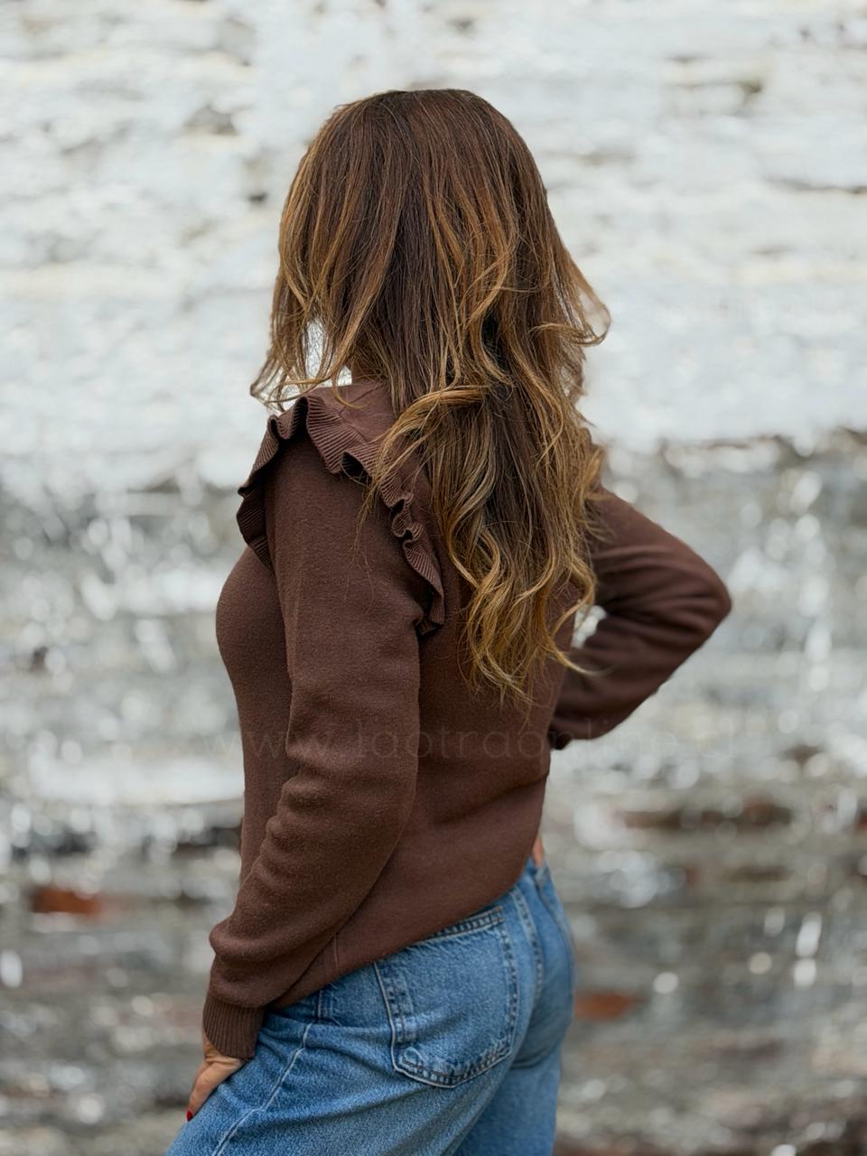 Sweater forrado Volados chocolate