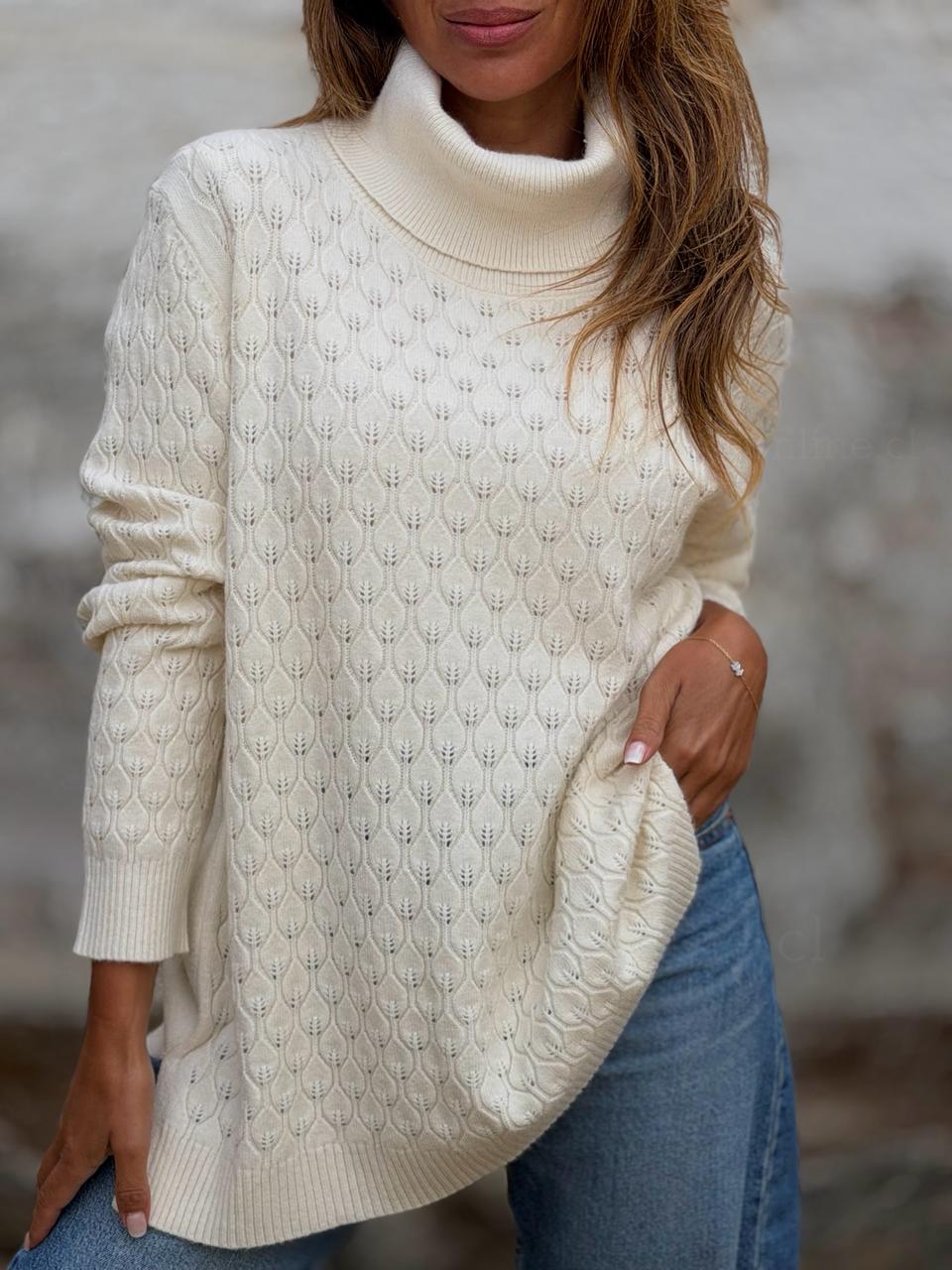 Sweater Hojas crema