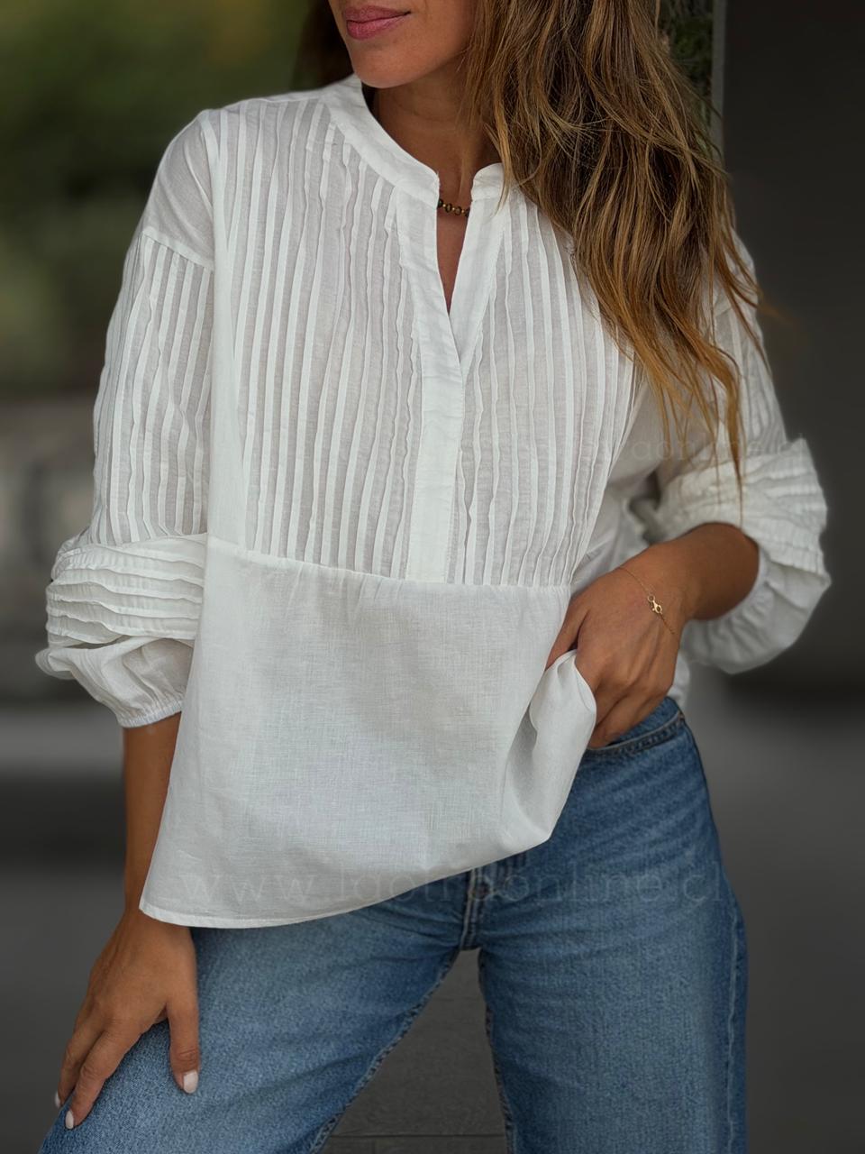 Blusa Plisada blanco