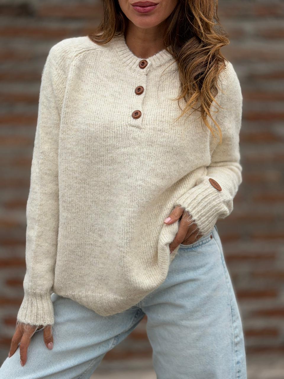 Sweater París Botones crema