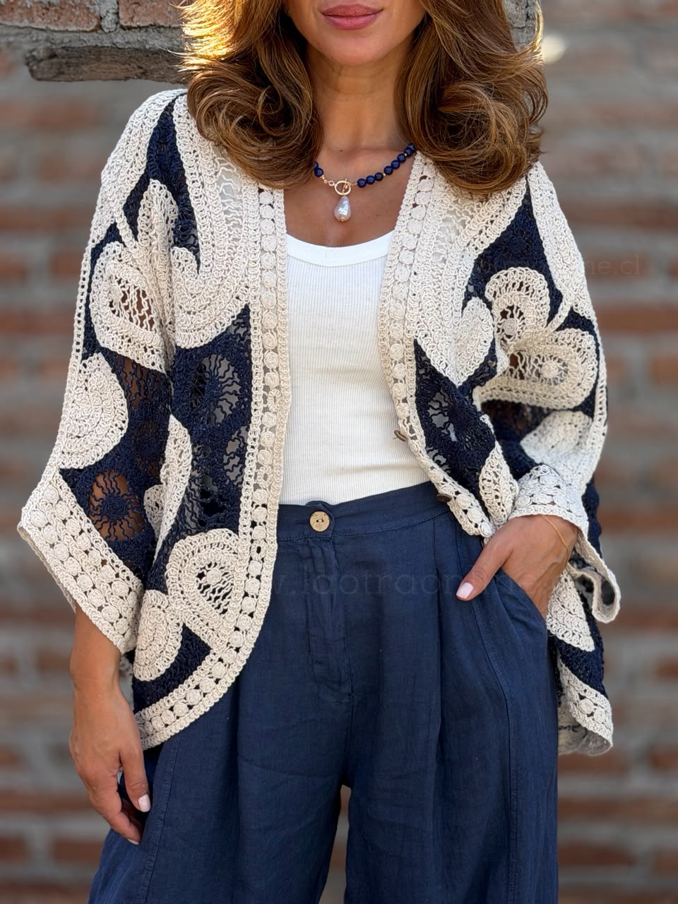 Tapado Macramé azul