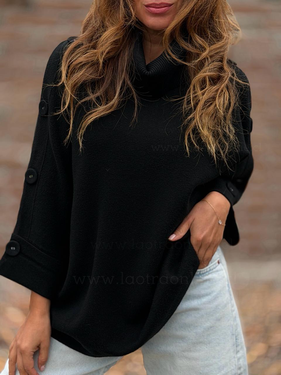 Sweater Botón tejido negro