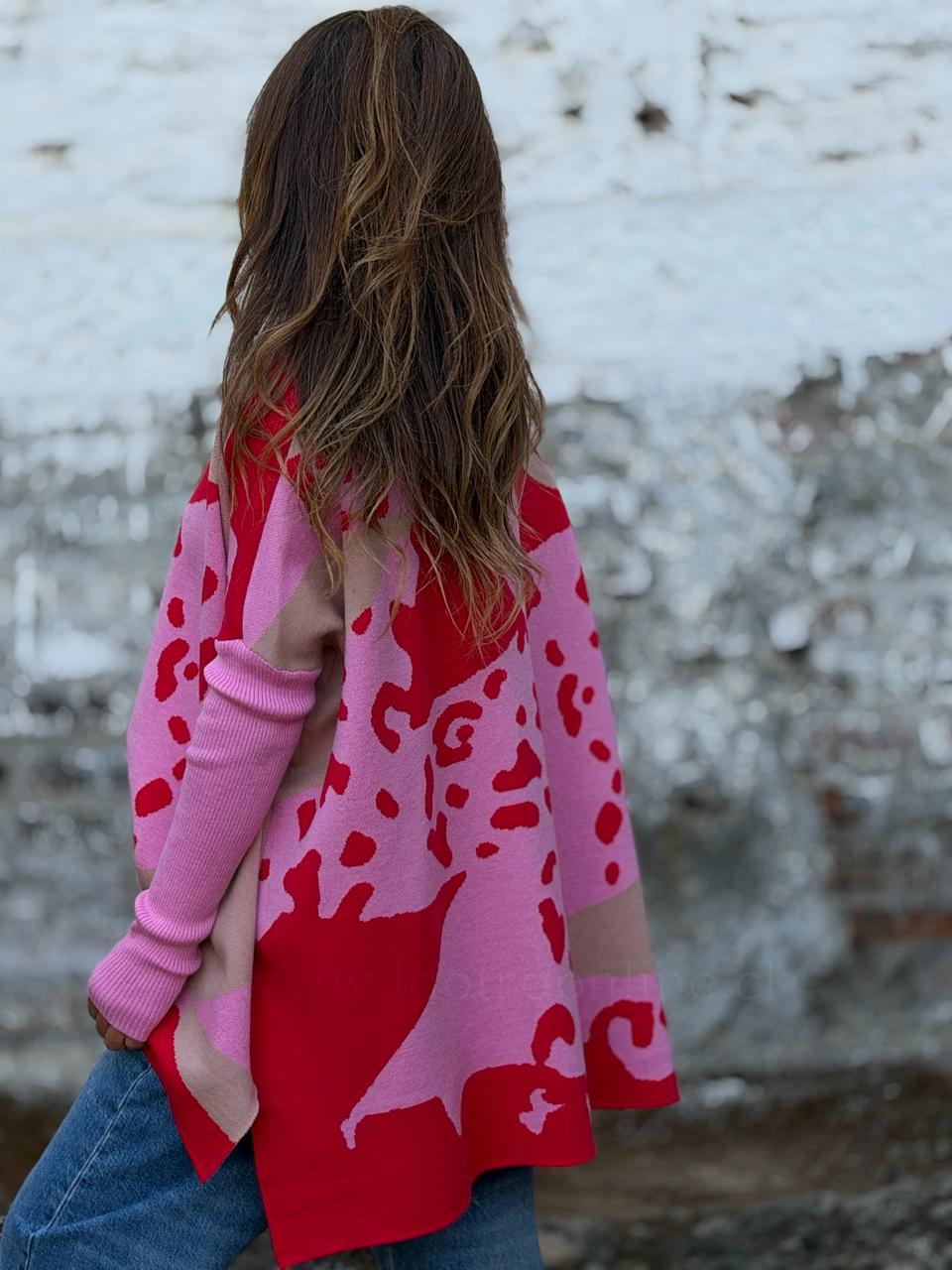 Sweater Arte fucsia/rojo