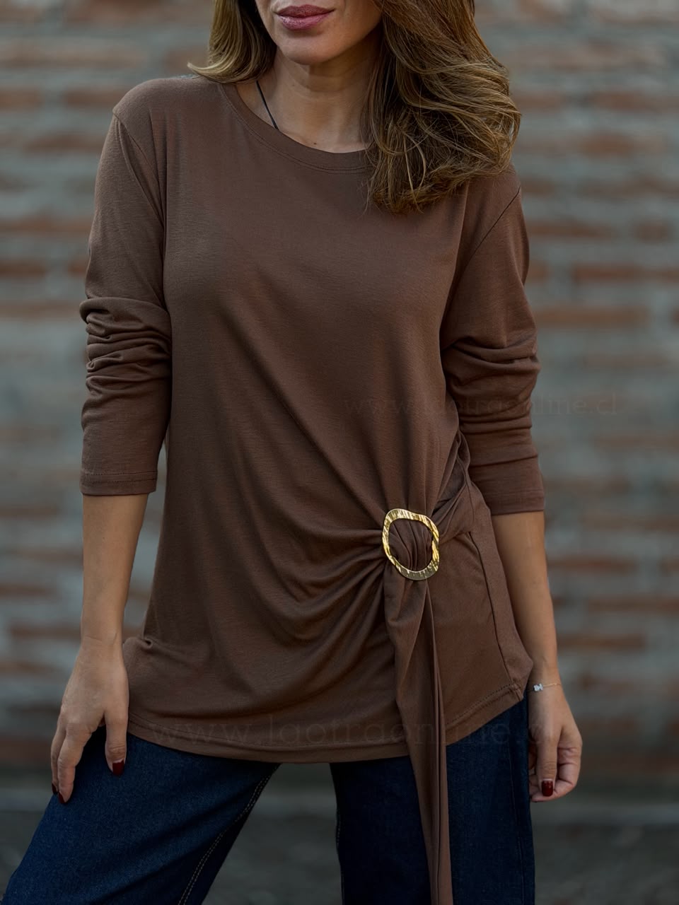 Polera Broche marrón