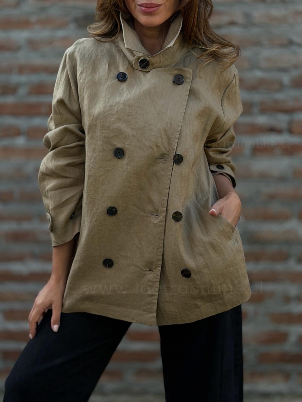 Trench Lino olivo