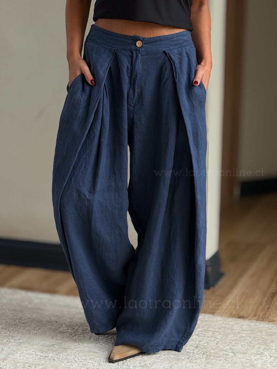 Pantalón Viral puro lino azul