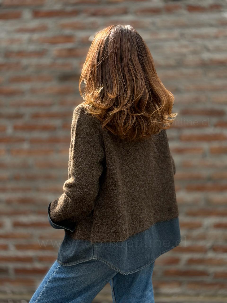 Chaleco cierre blusa mentirosa marrón