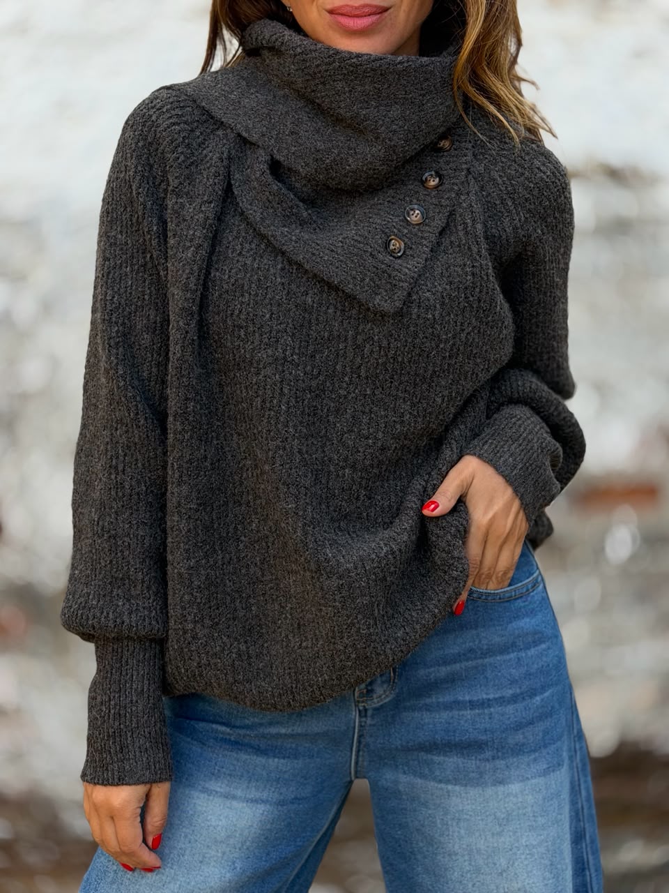 Sweater+Bufanda marrón/marengo