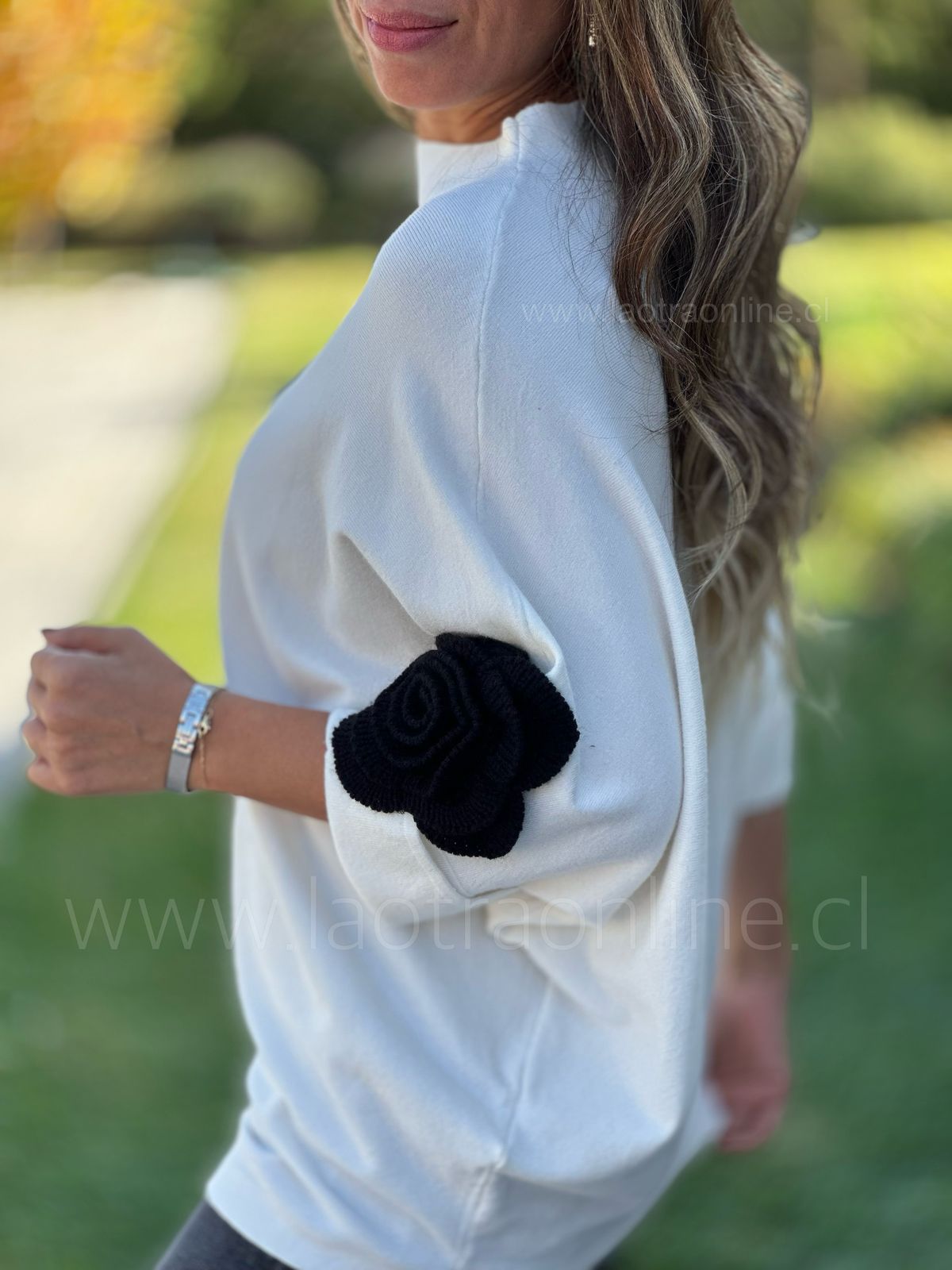 Sweater Flor 3D blanco