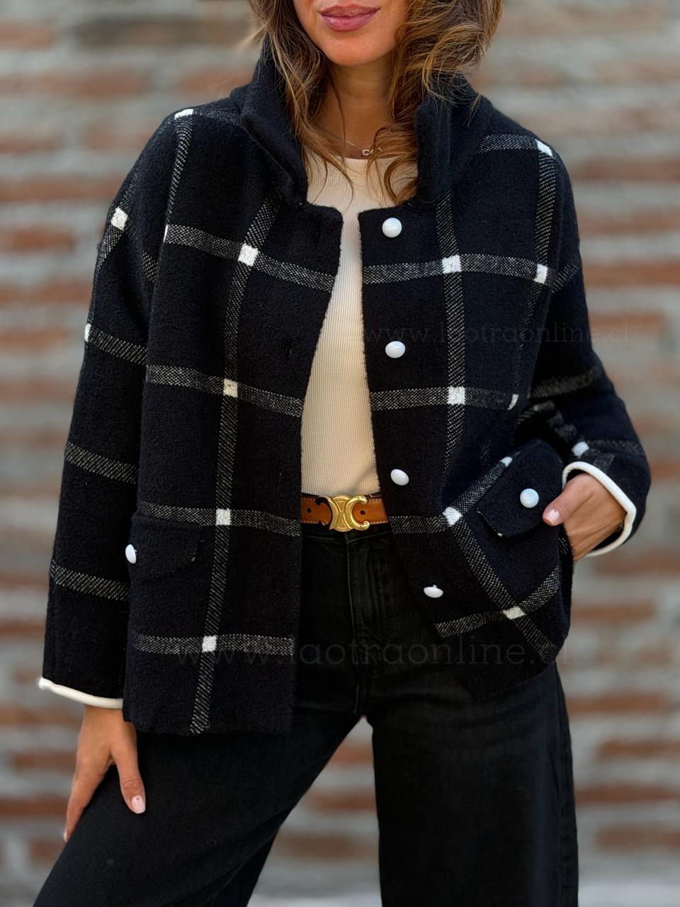 Abrigo New Cuadros negro