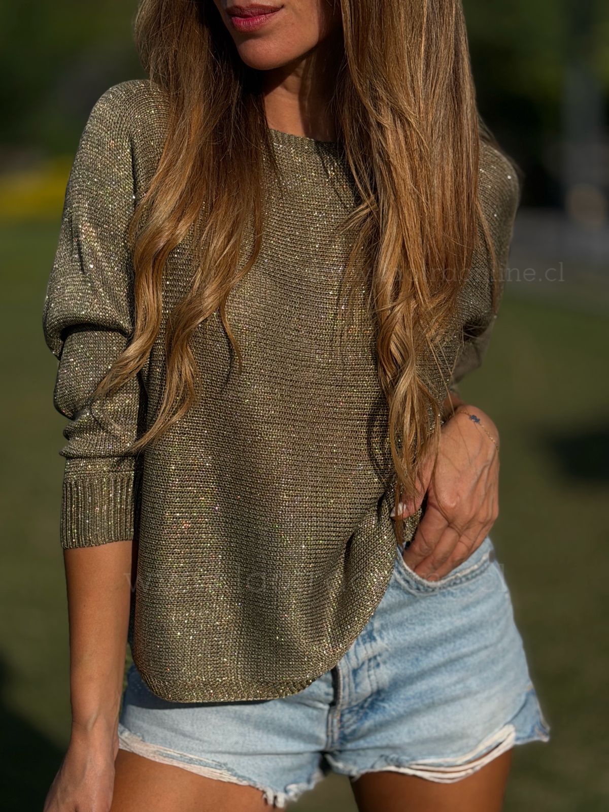 Sweater Hilo lurex olivo