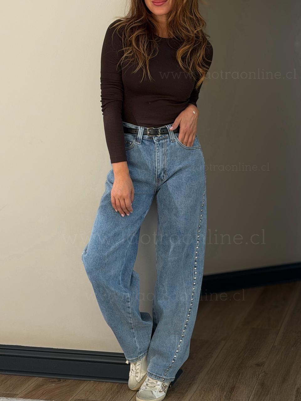 Baggy Estrella tachas celeste