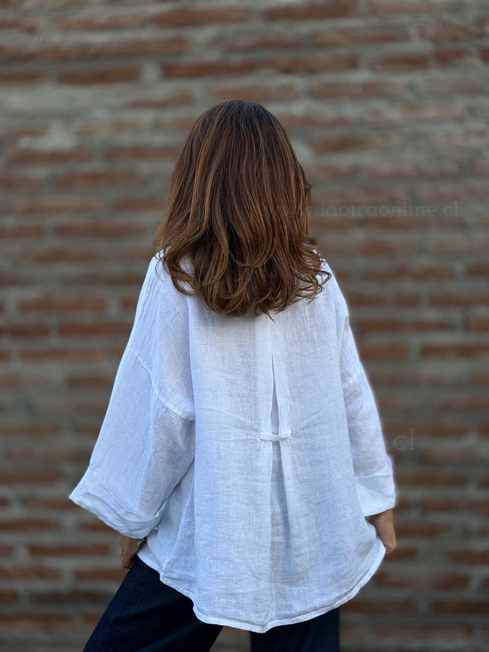 Camisa 100%Lino Italiano blanco