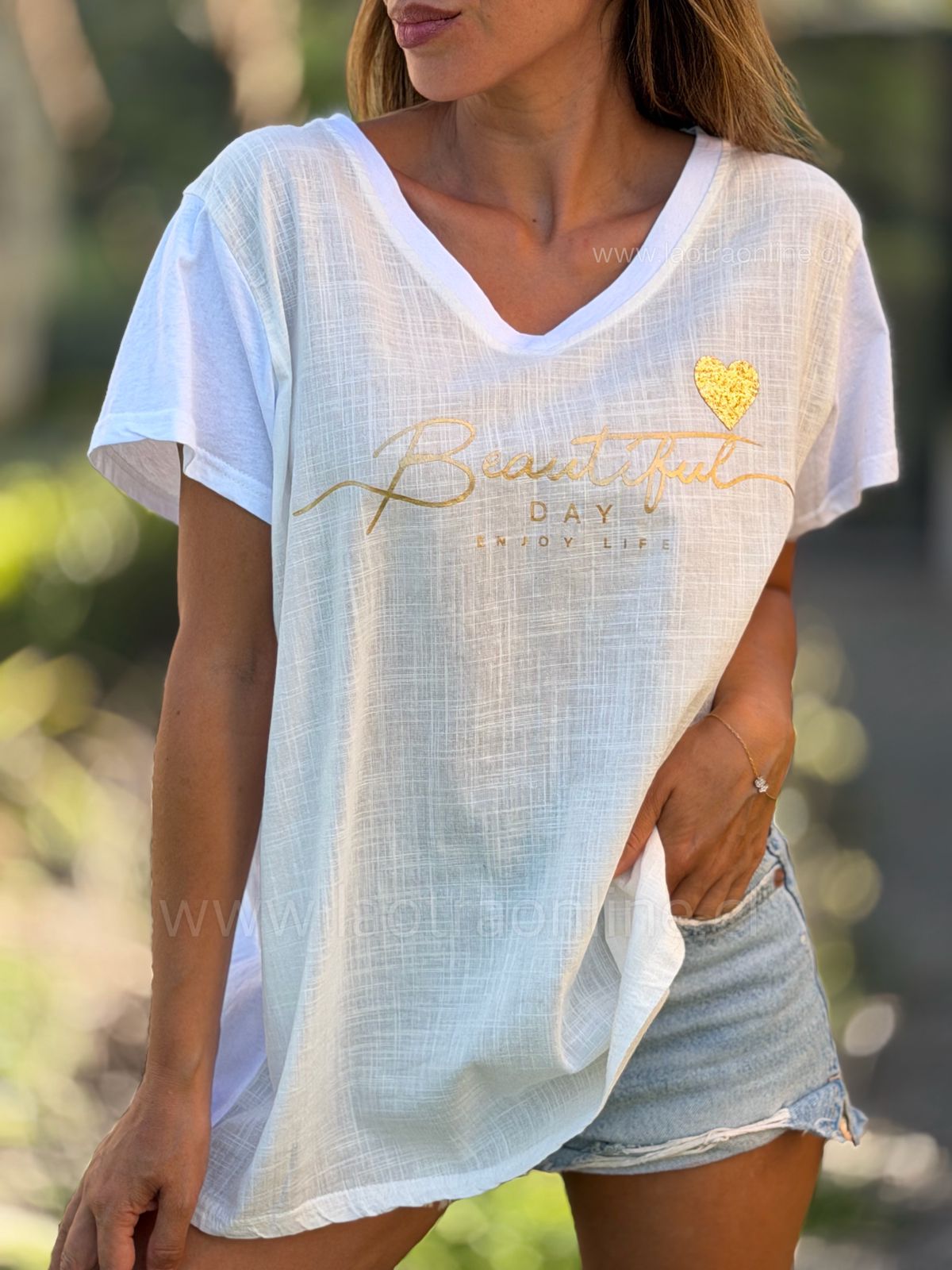 Polera Beautiful blanco