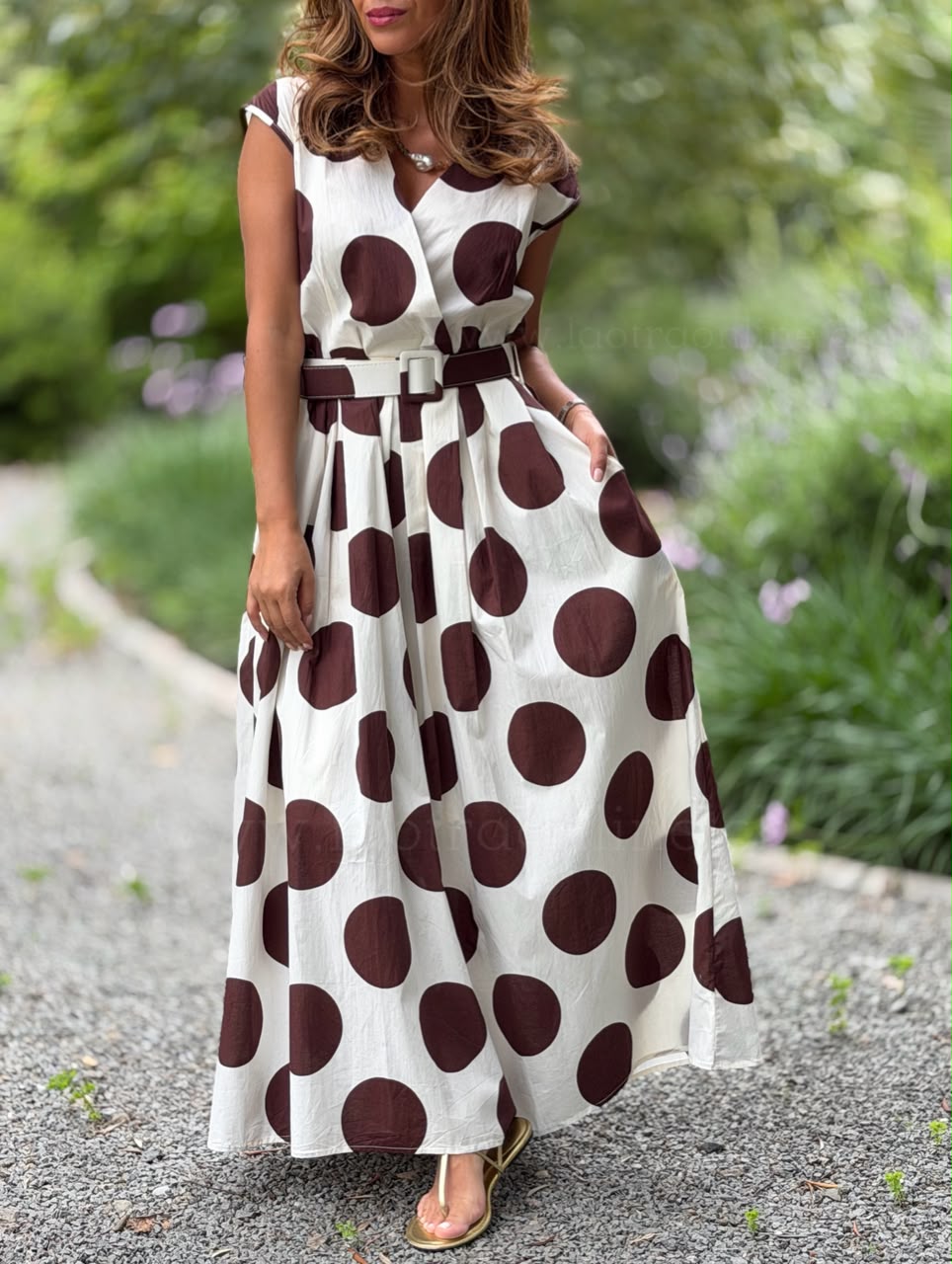 Vestido lujo lunar marrón