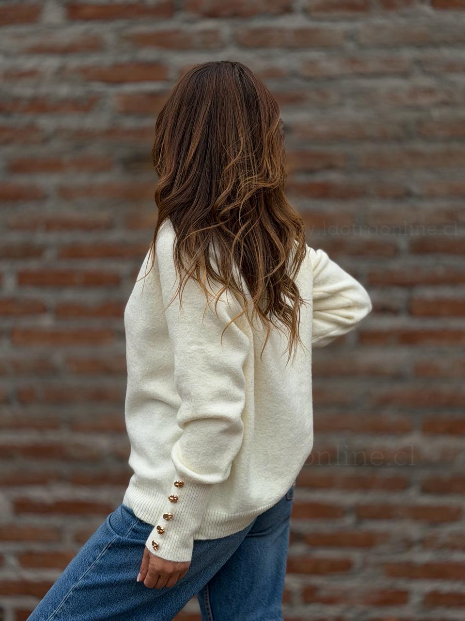 Sweater Cuello subido soft crema
