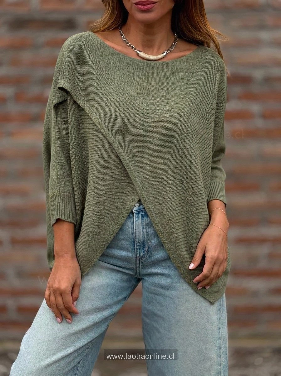 Sweater capa cruzada verde