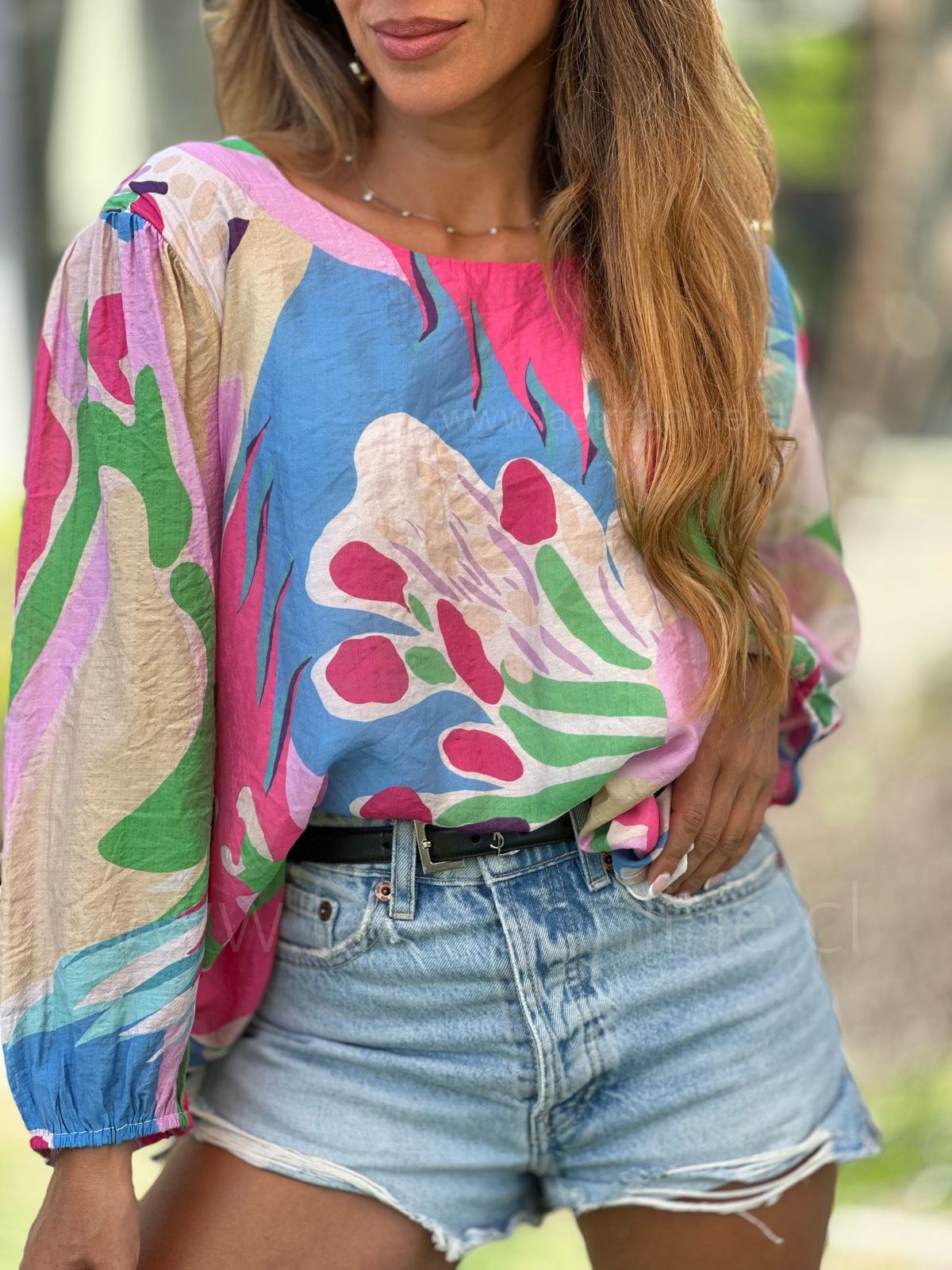 Blusa manga globo rosa