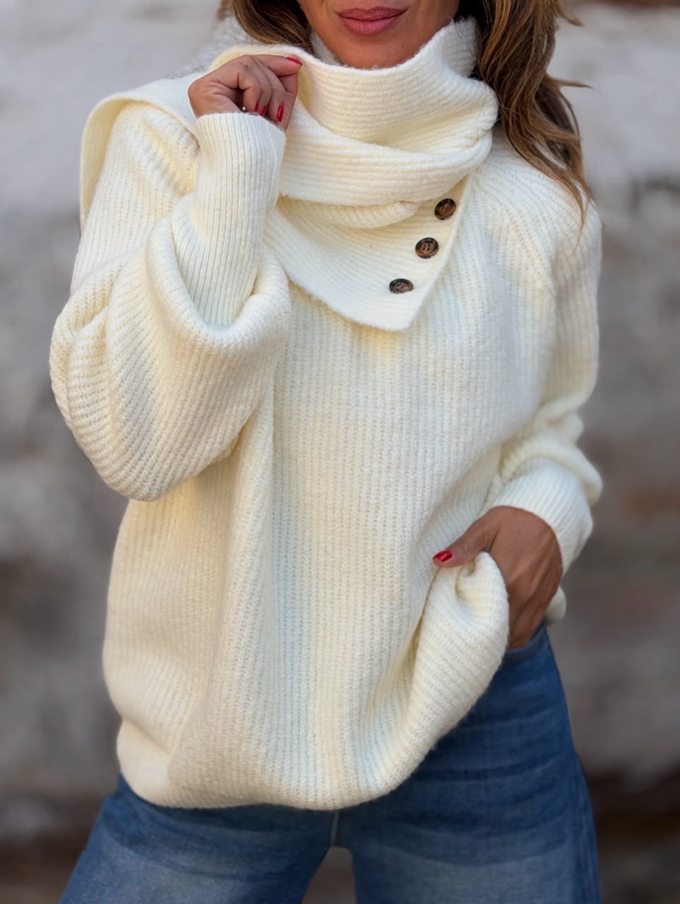 Sweater+Bufanda crudo