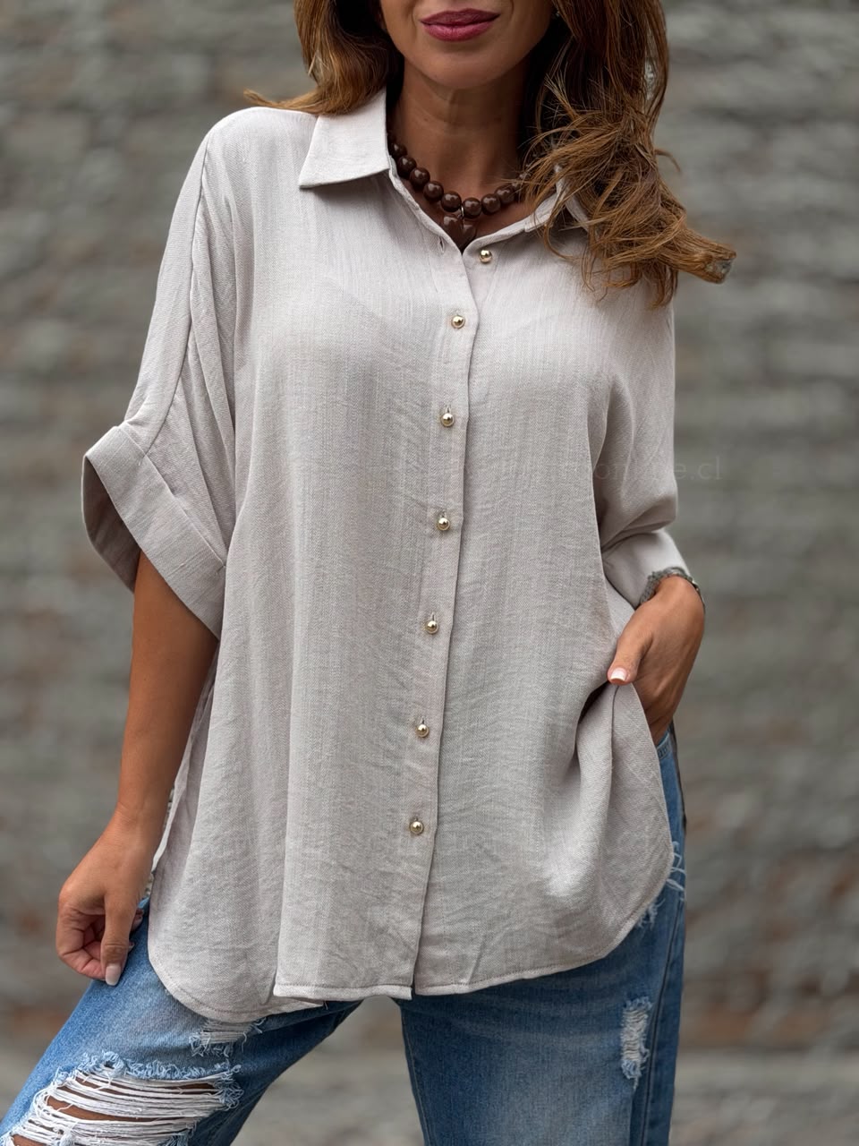 Blusa Imperio moka claro