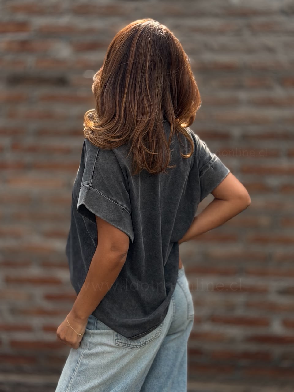 Polera power gris piedra