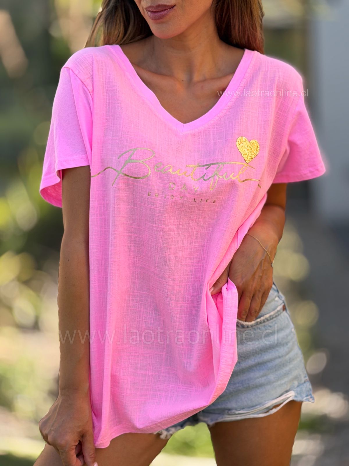 Polera Beautiful rosa