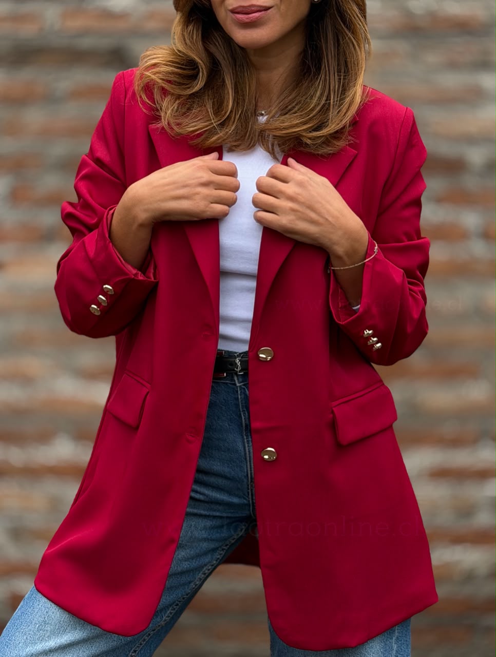 Blazer Botón precioso rojo