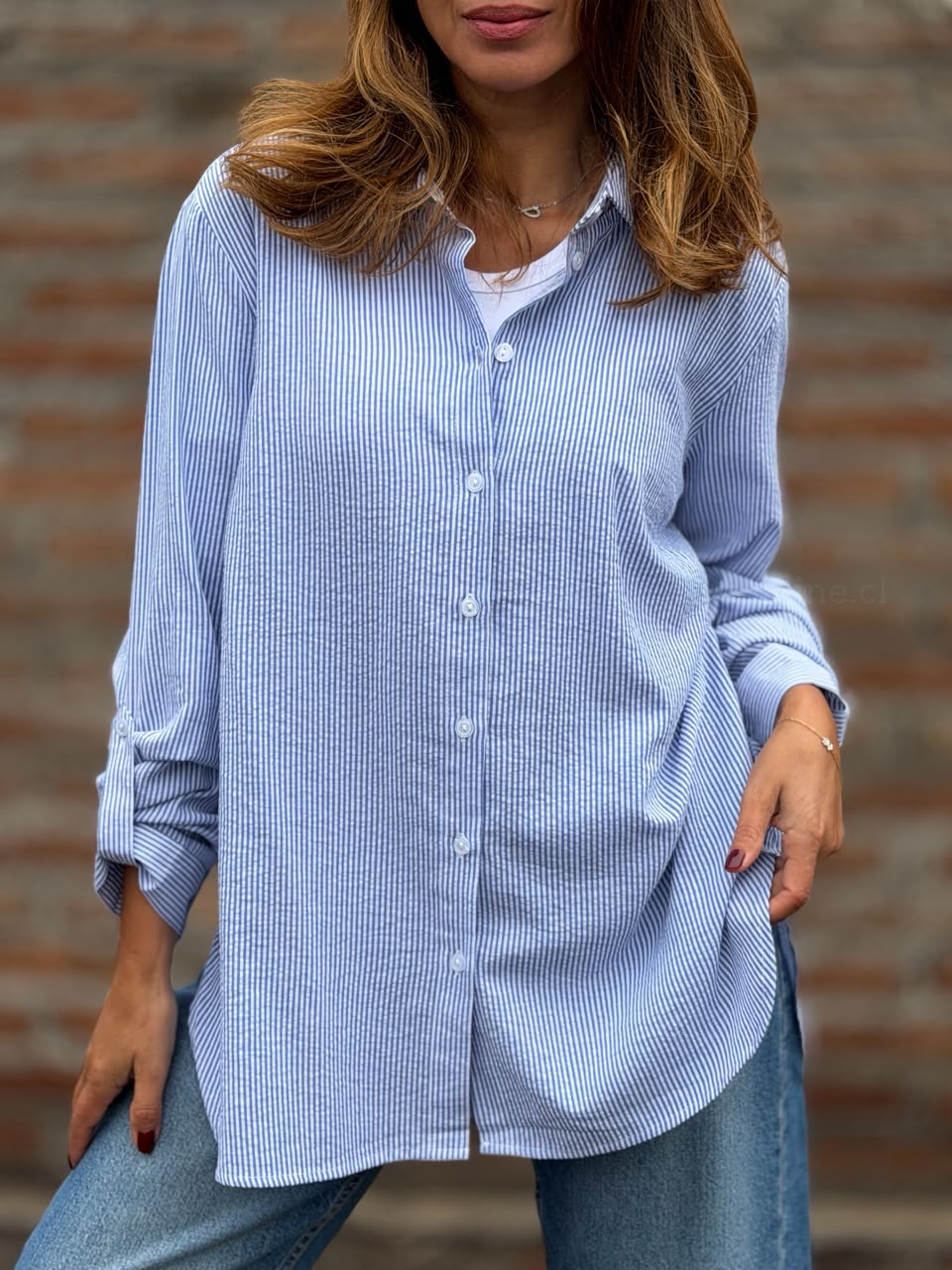 Blusa clásica rayas azul
