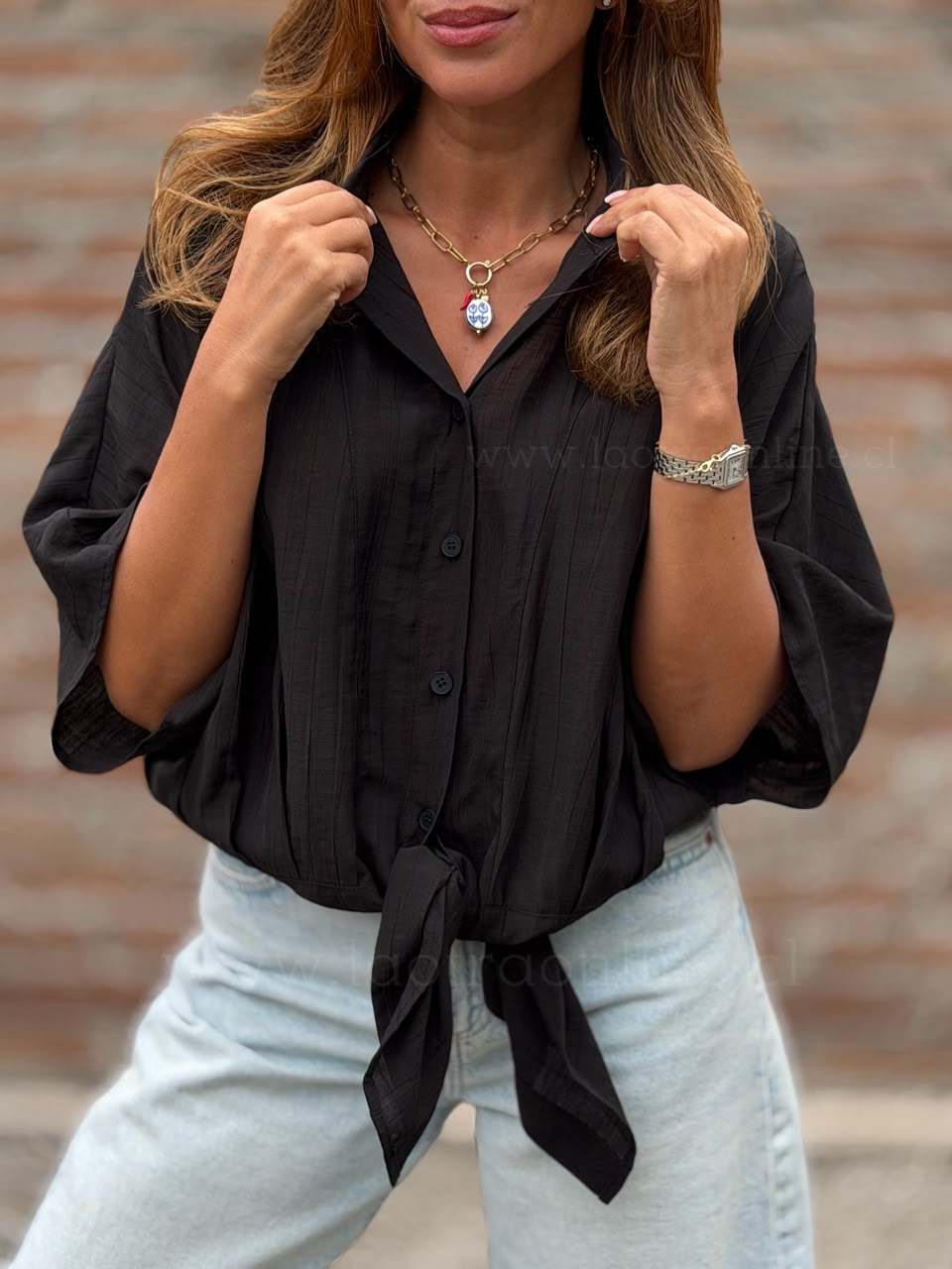 Blusa New nudo negro