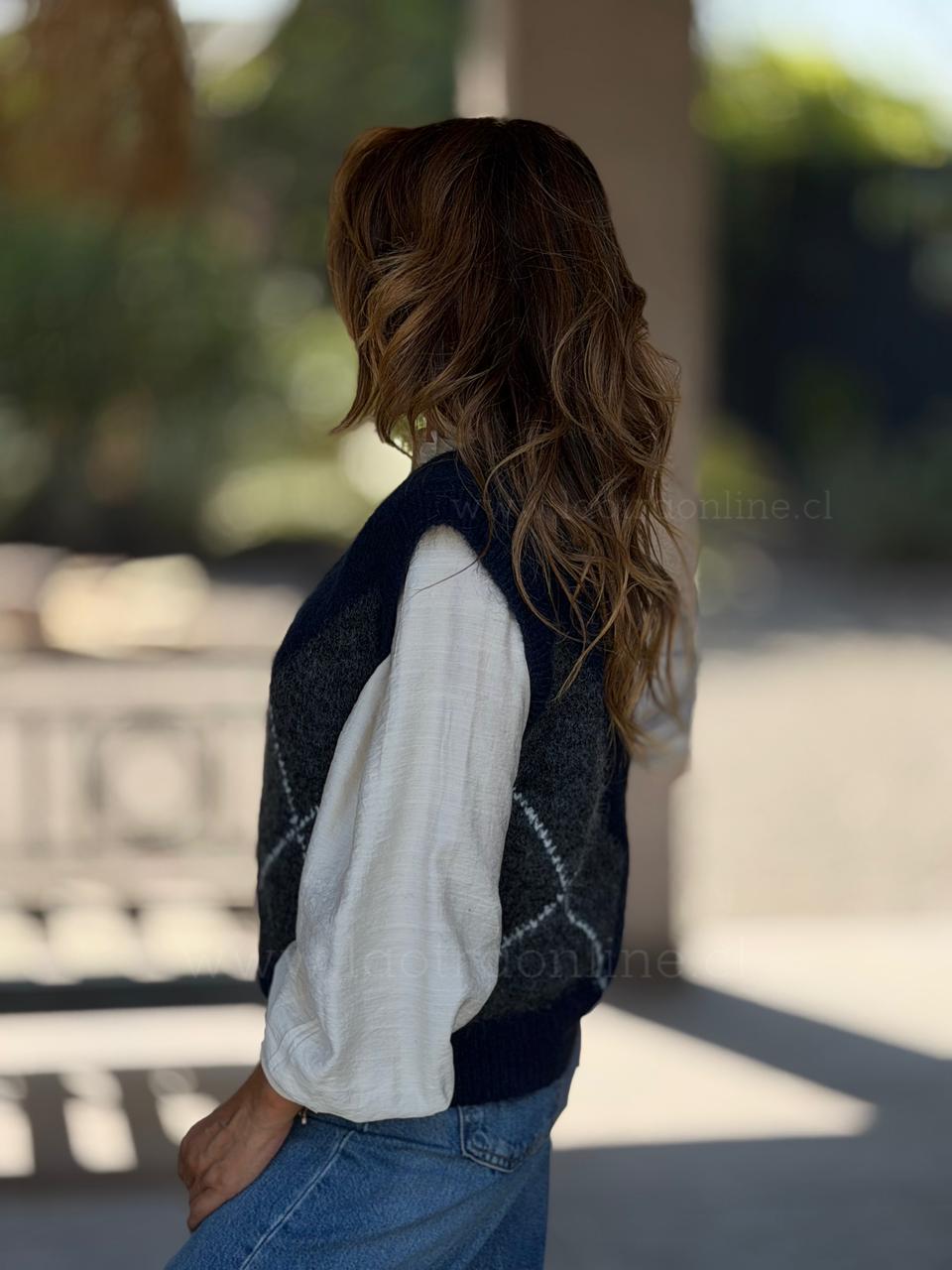 Sweater sin mangas Rombos azul