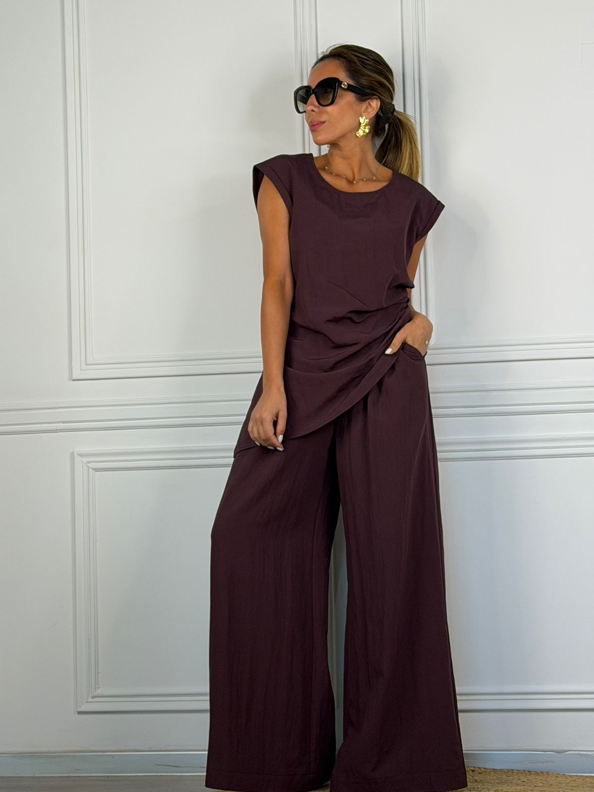 Pantalón Romana ciruela