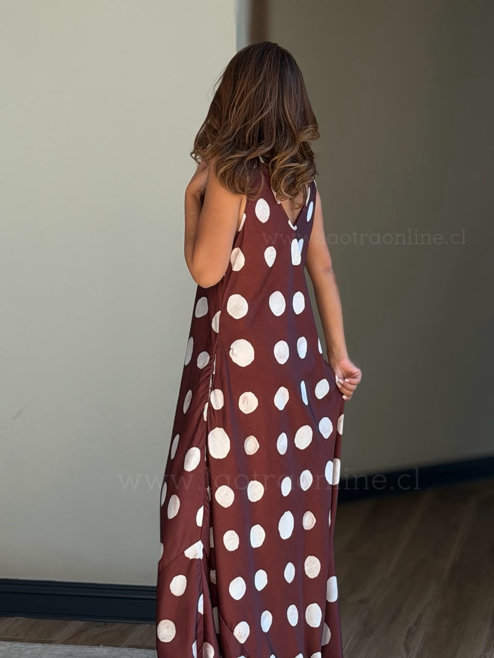 Maxi Vestido lunares marrón claro
