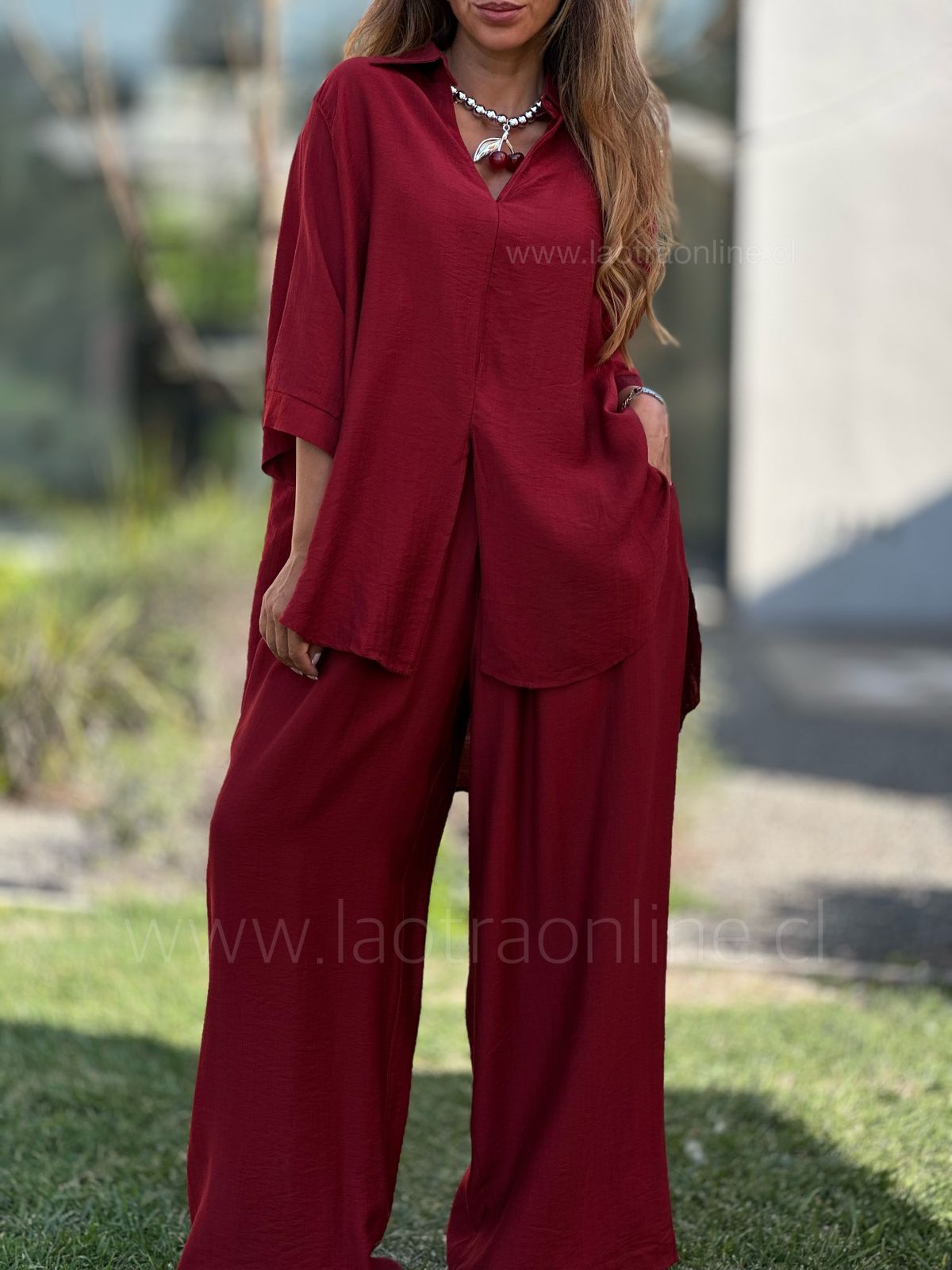 Conjunto Marbella rojo cherry