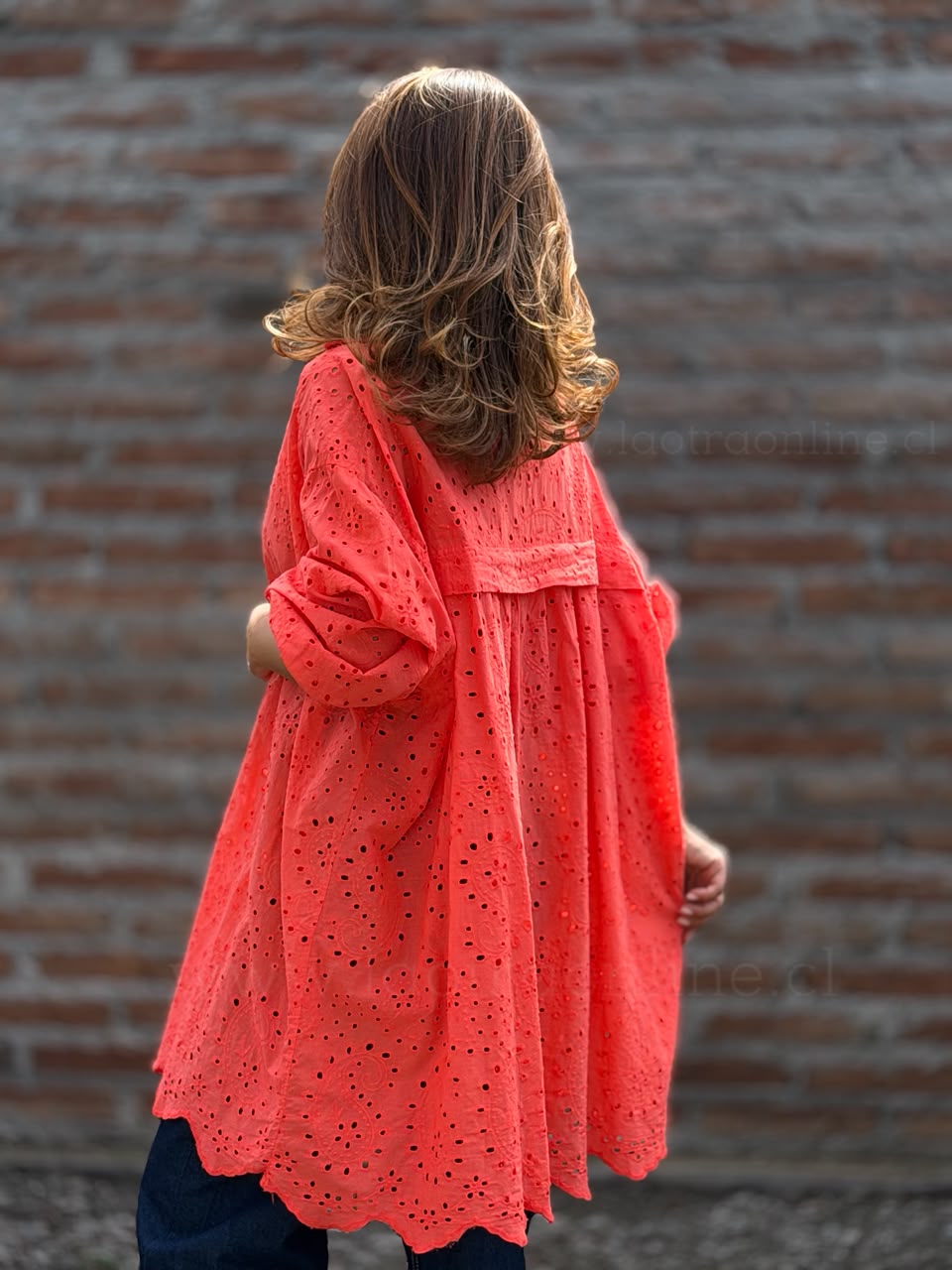 Blusón/Mini vestido Broderie coral