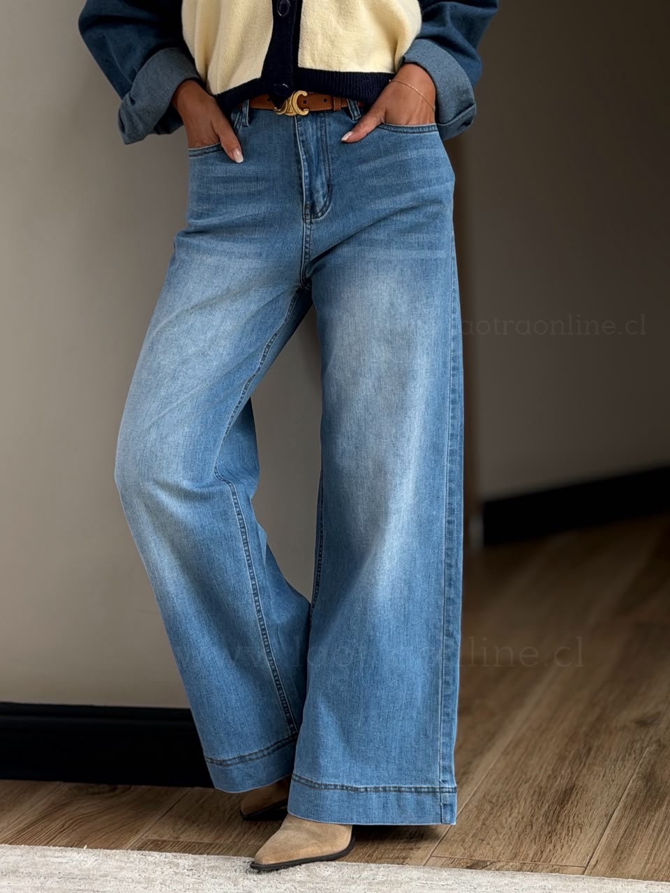 Jeans mezclilla basta gruesa celeste