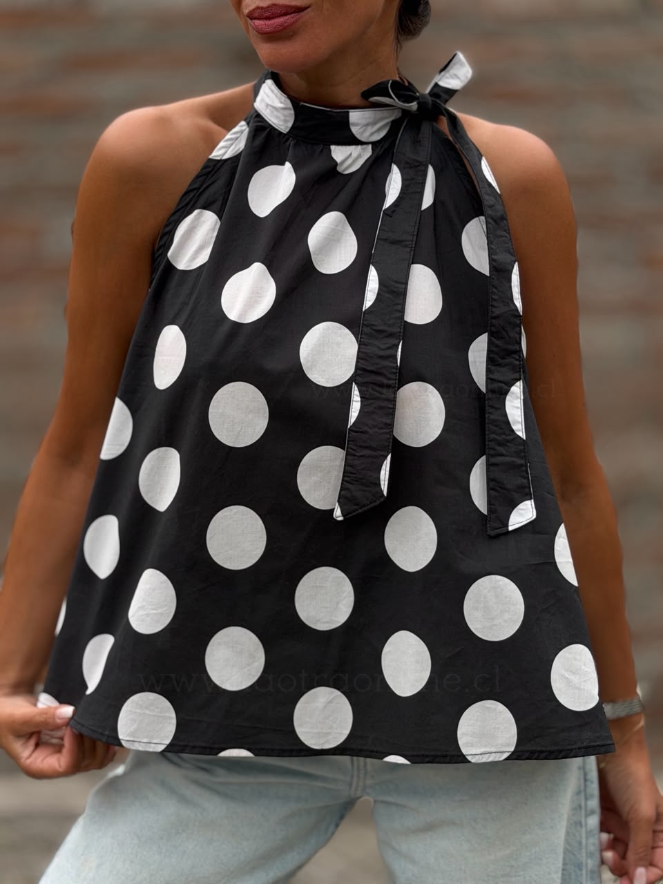 Polera Cuello halter lunar negro