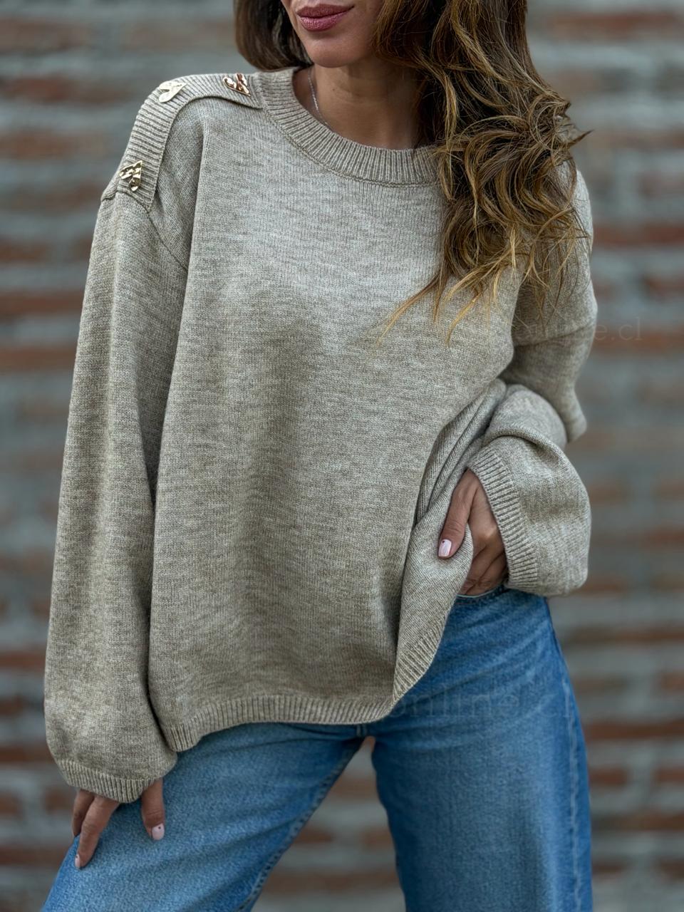 Sweater Corazón dorado arena