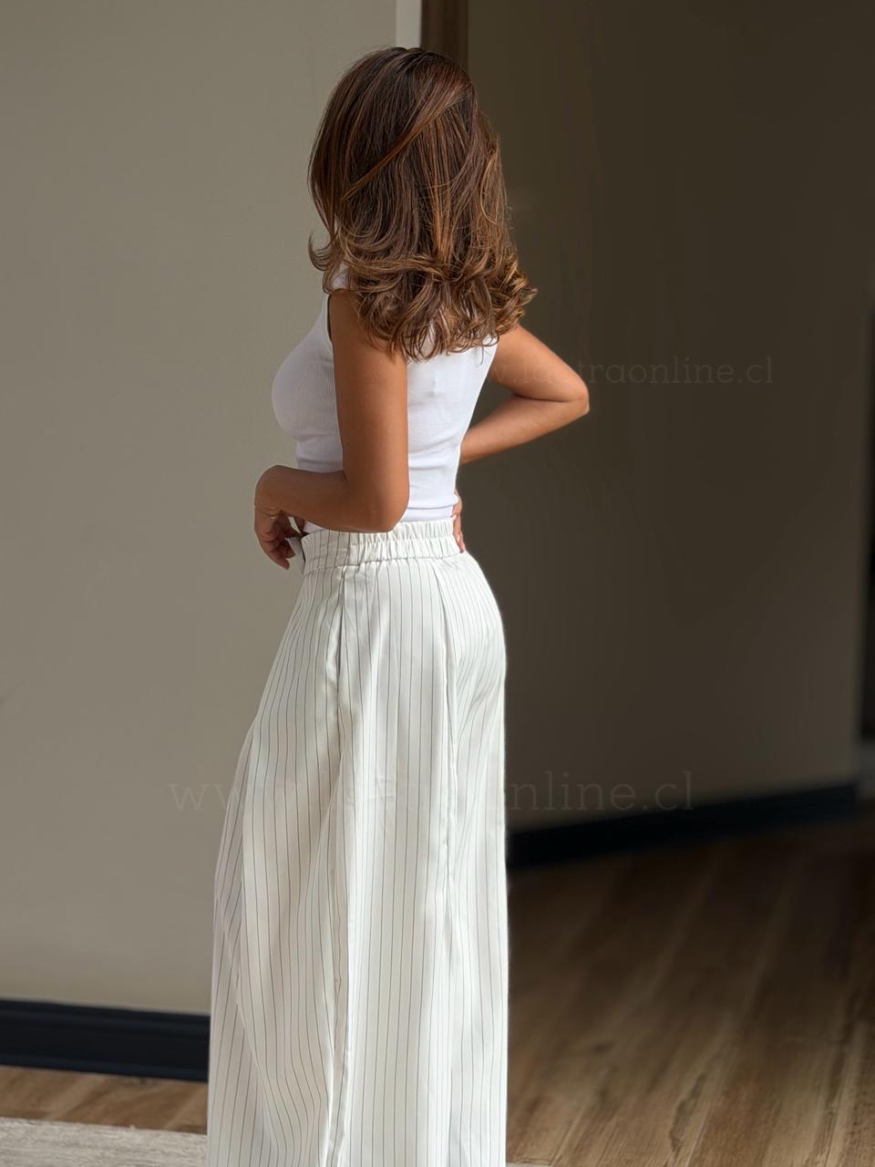 Pantalón London rayas  blanco
