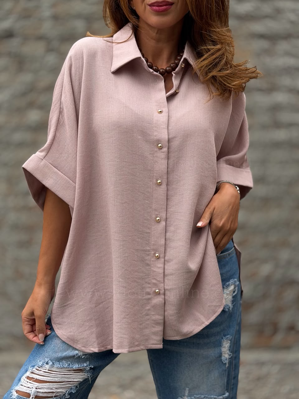 Blusa Imperio rosa/malva