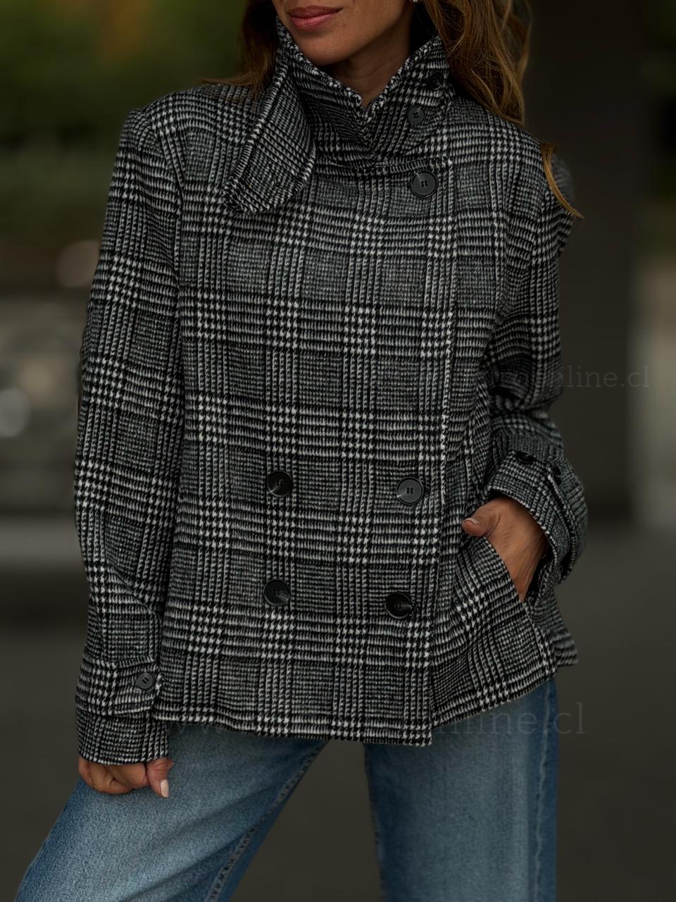 Abrigo Trench Cuadros gris