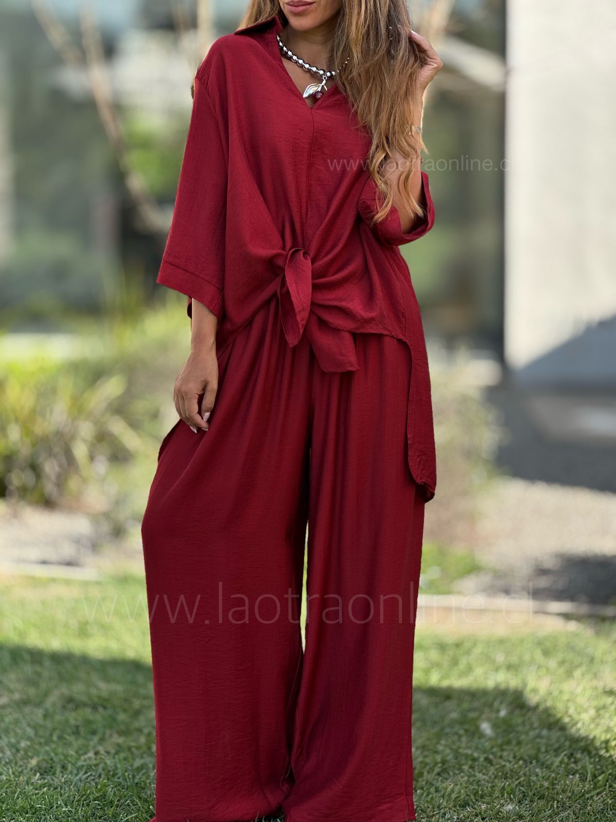 Conjunto Marbella rojo cherry