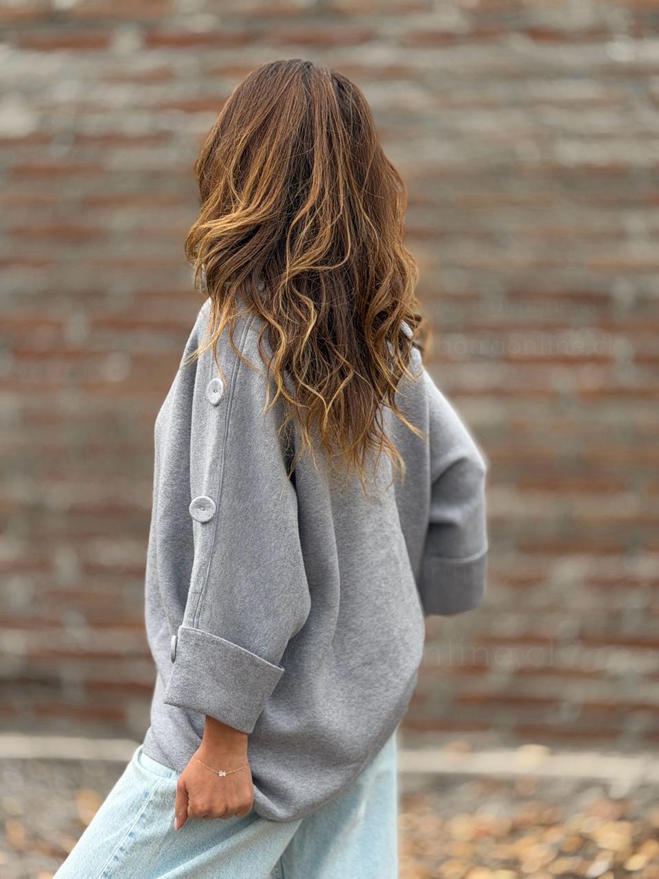 Sweater Botón tejido gris